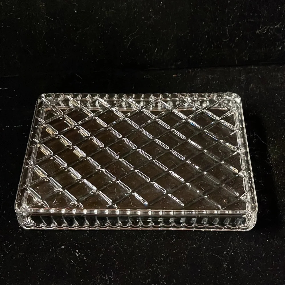 Crystal Cushion Cut Small Vanity Tray- Heavy Crystal- Pretty